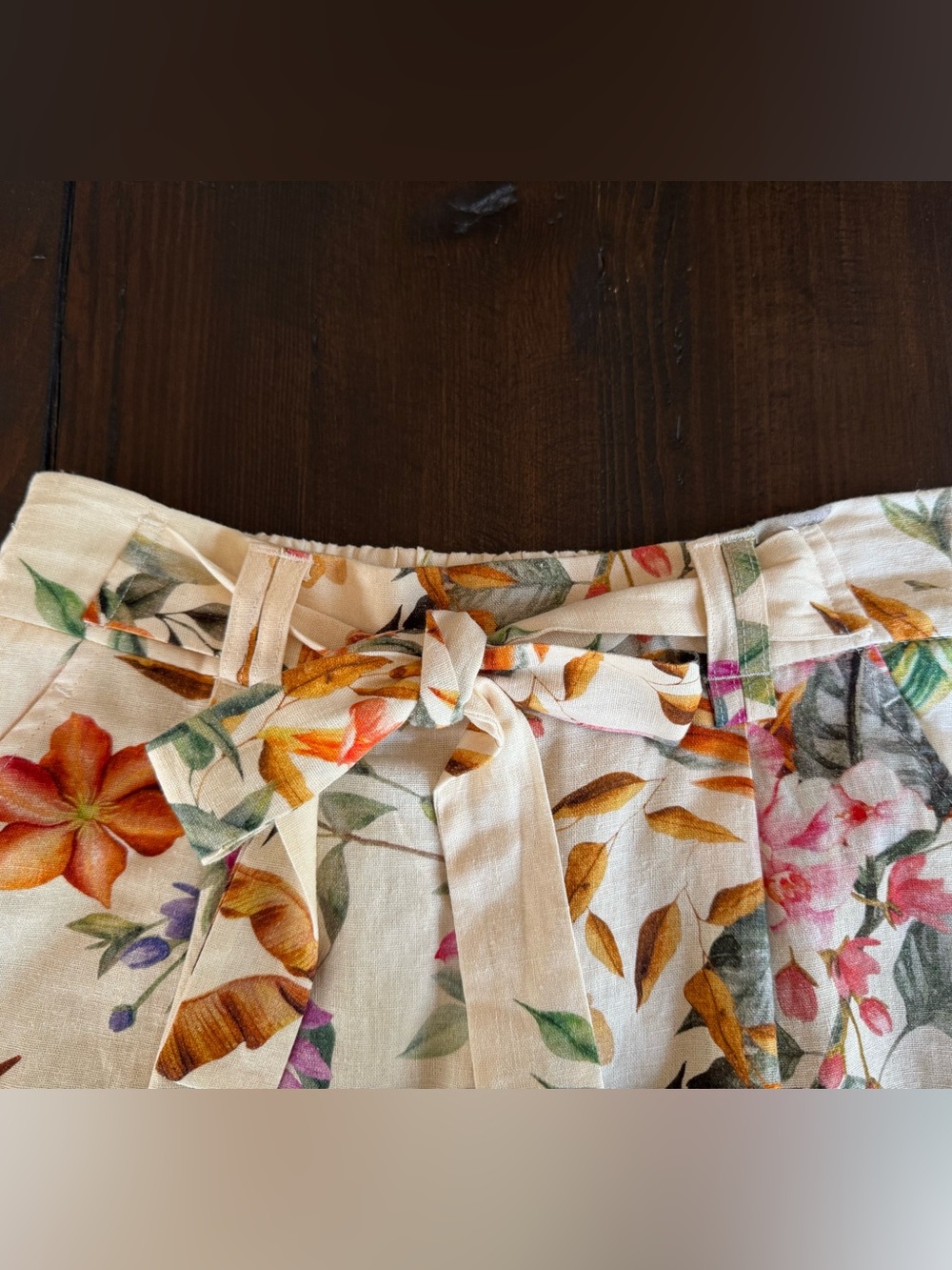 C&C California Shorts Womens 4 Linen Tie Waist Floral High Rise Flower NWT - Picture 3 of 12